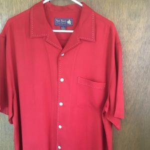 Nat Nast Rust/Red 100% silk men’s shirt